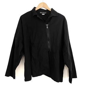 Dress to Kill Jane Mohr Oversized Asymmetric Zipper Jacket Top Black One Size